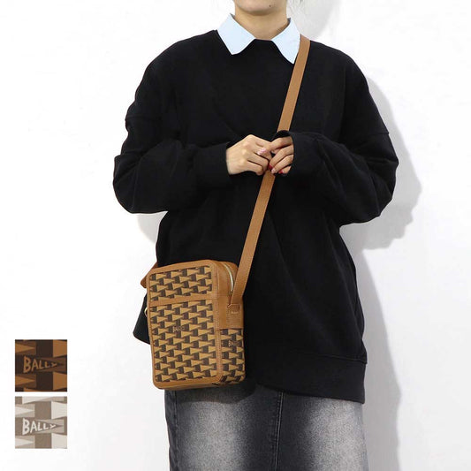 バリー BALLY バッグ ショルダーバッグ ユニセックス CROSS ブラウン×オーロソフト マルチデセルトブラウン ロゴ 柄 ミニバッグ レザー ゴールド金具 メンズ レディース 6305088