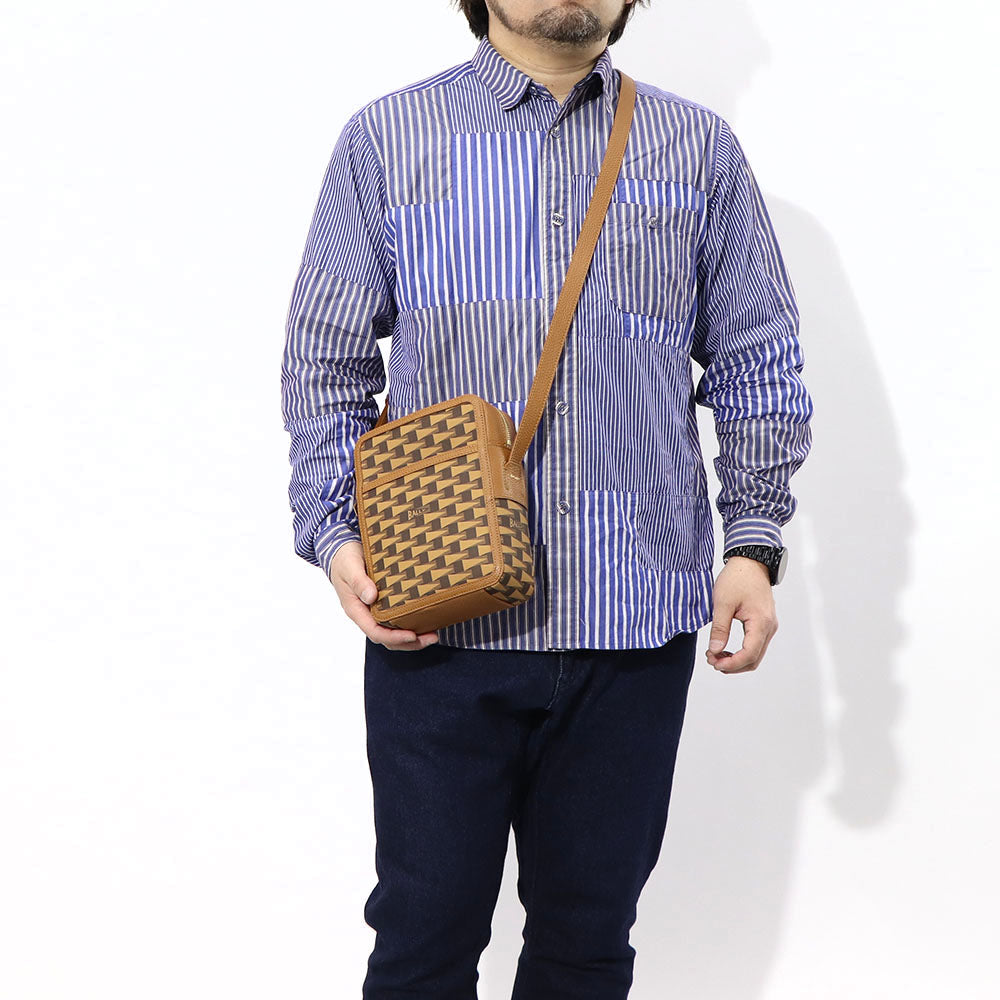 バリー BALLY バッグ ショルダーバッグ ユニセックス CROSS ブラウン×オーロソフト マルチデセルトブラウン ロゴ 柄 ミニバッグ レザー ゴールド金具 メンズ レディース 6305088