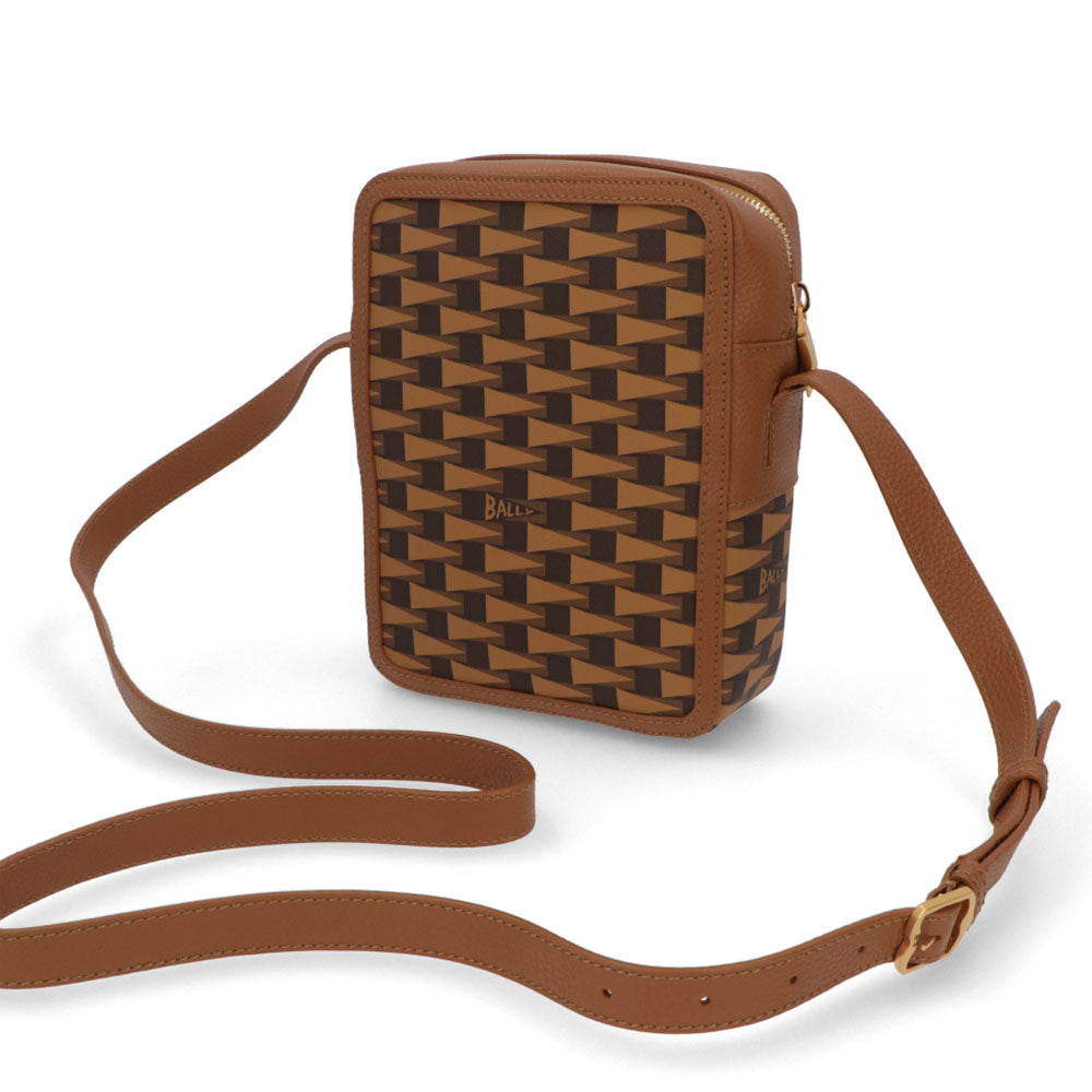 バリー BALLY バッグ ショルダーバッグ ユニセックス CROSS ブラウン×オーロソフト マルチデセルトブラウン ロゴ 柄 ミニバッグ レザー ゴールド金具 メンズ レディース 6305088