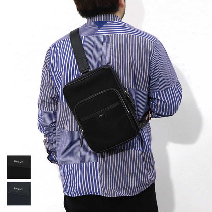 バリー BALLY バッグ ボディバッグ メンズ CODE SLING BAGF ネイビー ブラック レザー ロゴ ストライプ スリングバッグ ベルトバッグ 761346610341