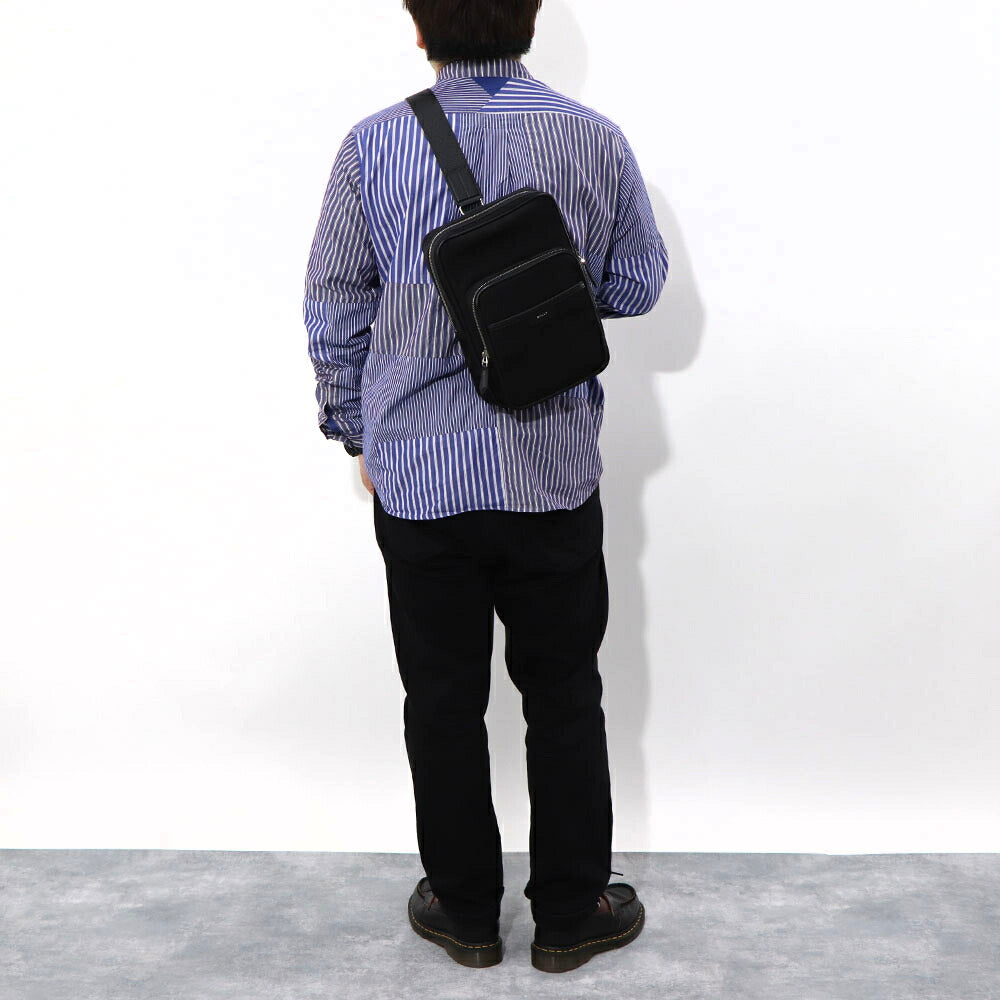 バリー BALLY バッグ ボディバッグ メンズ CODE SLING BAGF ネイビー ブラック レザー ロゴ ストライプ スリングバッグ ベルトバッグ 761346610341