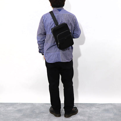 バリー BALLY バッグ ボディバッグ メンズ CODE SLING BAGF ネイビー ブラック レザー ロゴ ストライプ スリングバッグ ベルトバッグ 761346610341