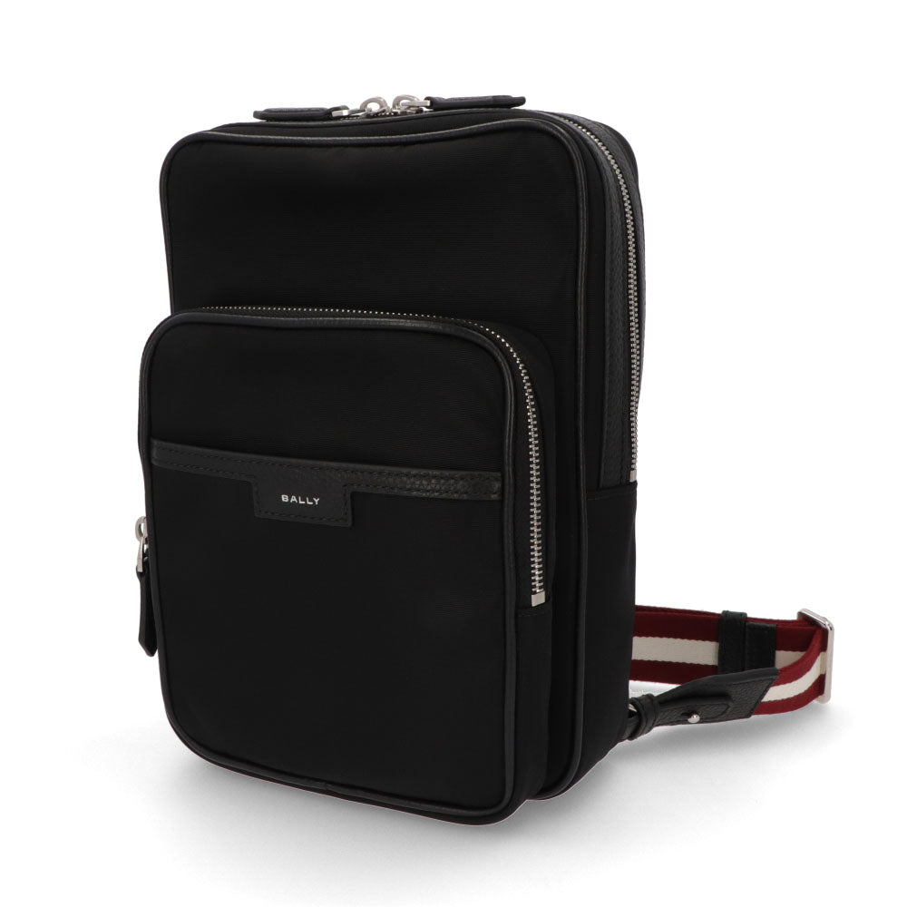 バリー BALLY バッグ ボディバッグ メンズ CODE SLING BAGF ネイビー ブラック レザー ロゴ ストライプ スリングバッグ ベルトバッグ 761346610341