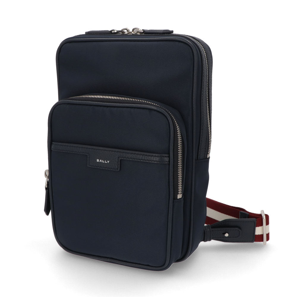 バリー BALLY バッグ ボディバッグ メンズ CODE SLING BAGF ネイビー ブラック レザー ロゴ ストライプ スリングバッグ ベルトバッグ 761346610341
