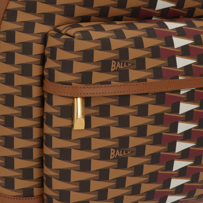 バリー BALLY バッグ リュック・デイパック ユニセックス BORD TREKK グレー系 ブラウン×レッド ブラウン レザー メンズ レディース ペナントモチーフ ゴールド金具 シルバー金具