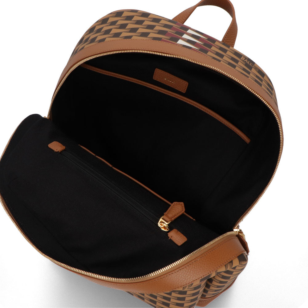 バリー BALLY バッグ リュック・デイパック ユニセックス BORD TREKK グレー系 ブラウン×レッド ブラウン レザー メンズ レディース ペナントモチーフ ゴールド金具 シルバー金具