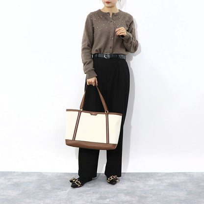 バリー BALLY バッグ トートバッグ ユニセックス CODE TOTE LF ホワイト×ブラウン ファブリック レザー メンズ レディース ロゴ ゴールド金具 ミニポーチ シンプル 大容量 WAE03W