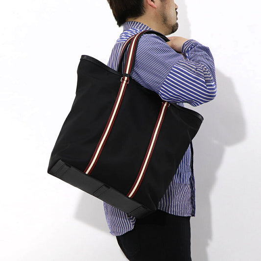 バリー BALLY バッグ トートバッグ ユニセックス CODE TOTE NSF ブラック ナイロン レザー メンズ レディース ロゴ シルバー金具 シンプル 大容量 MAE03A