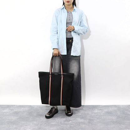 バリー BALLY バッグ トートバッグ ユニセックス CODE TOTE NSF ブラック ナイロン レザー メンズ レディース ロゴ シルバー金具 シンプル 大容量 MAE03A