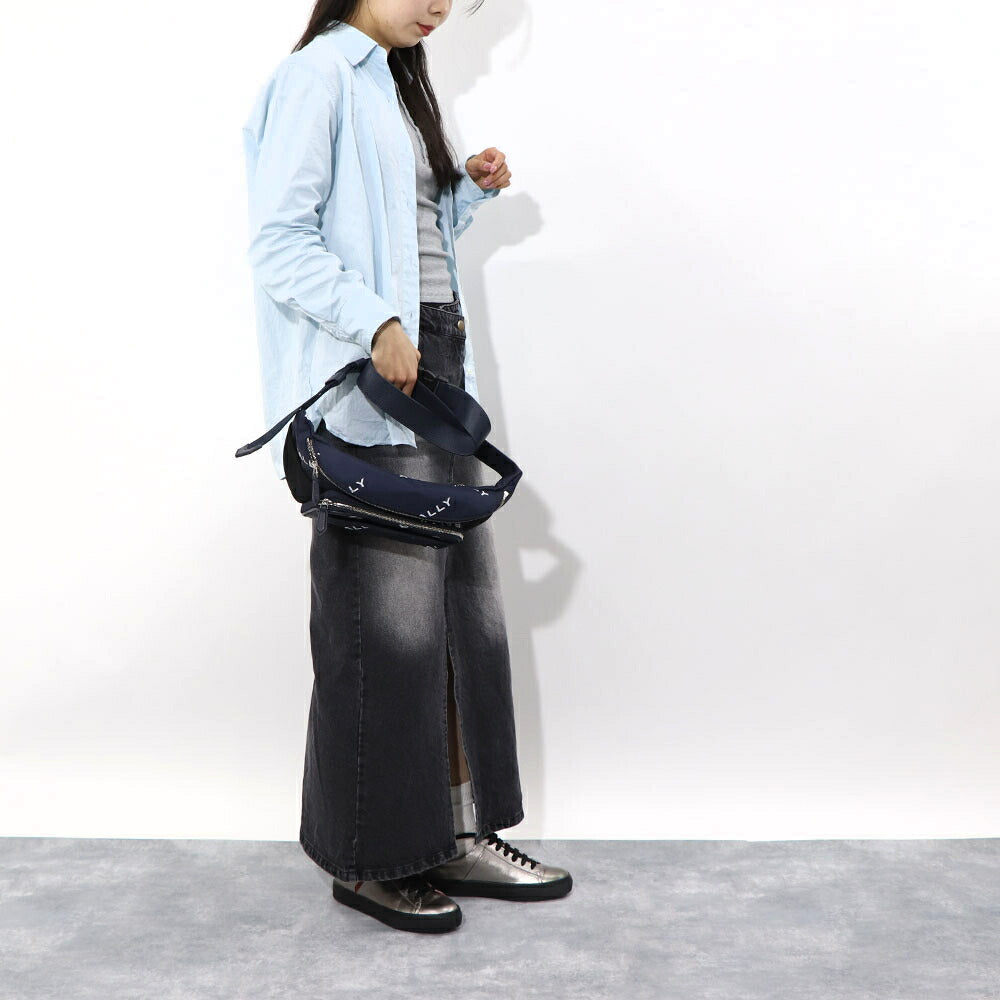 バリー BALLY バッグ ボディバッグ ユニセックス CODE BELT BAG ネイビー ブラック ナイロン レザー メンズ レディース ロゴプリント 総柄 MAS01W