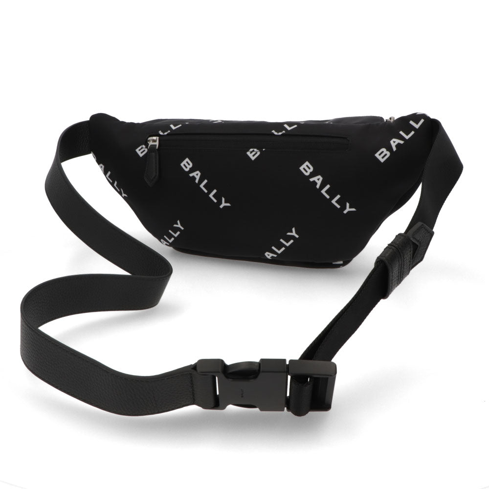 バリー BALLY バッグ ボディバッグ ユニセックス CODE BELT BAG ネイビー ブラック ナイロン レザー メンズ レディース ロゴプリント 総柄 MAS01W