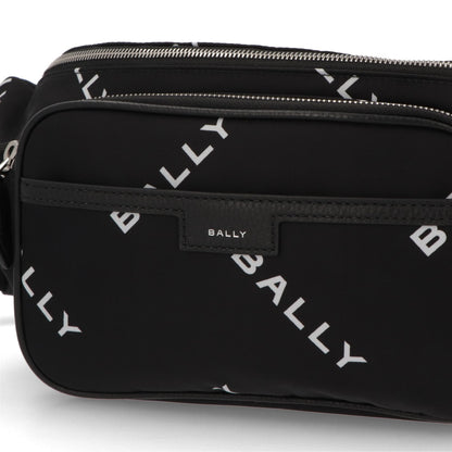 バリー BALLY バッグ ボディバッグ ユニセックス CODE BELT BAG ネイビー ブラック ナイロン レザー メンズ レディース ロゴプリント 総柄 MAS01W
