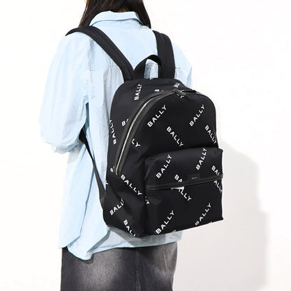 バリー BALLY バッグ リュック・デイパック ユニセックス CODE BACKPCK ネイビー ブラック ナイロン レザー メンズ レディース ロゴプリント 総柄  MAK02W