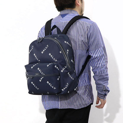 バリー BALLY バッグ リュック・デイパック ユニセックス CODE BACKPCK ネイビー ブラック ナイロン レザー メンズ レディース ロゴプリント 総柄  MAK02W