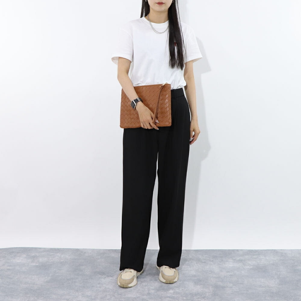 ボッテガ ヴェネタ BOTTEGA VENETA バッグ クラッチ ユニセックス ブラウン レザー メンズ レディース イントレチャート セカンドバッグ フラットポーチ 749922 VCPP3