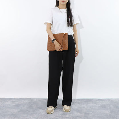 ボッテガ ヴェネタ BOTTEGA VENETA バッグ クラッチ ユニセックス ブラウン レザー メンズ レディース イントレチャート セカンドバッグ フラットポーチ 749922 VCPP3