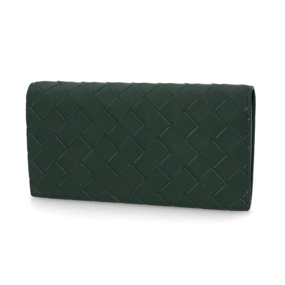 ボッテガ ヴェネタ BOTTEGA VENETA 財布 長財布 ユニセックス グリーン カーフスキン コインパース付きイントレチャート ロングウォレット シルバー金具 749438 VCPQ6