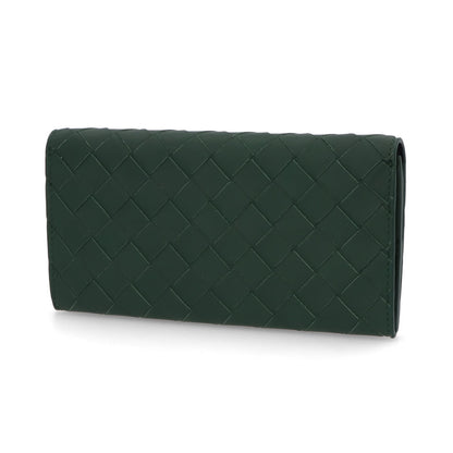 ボッテガ ヴェネタ BOTTEGA VENETA 財布 長財布 ユニセックス グリーン カーフスキン コインパース付きイントレチャート ロングウォレット シルバー金具 749438 VCPQ6