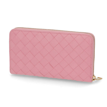 ボッテガ ヴェネタ BOTTEGA VENETA 財布 長財布 レディース イントレチャート ジップアラウンドウォレット ピンク ラムスキン コインパース付きイントレチャート ロングウォレット ゴールド金具 ラウンドジップ 742332 VCPP2