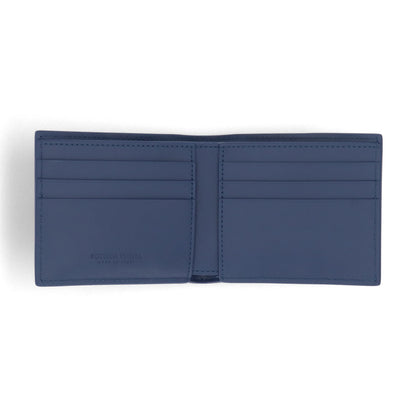 ボッテガ ヴェネタ BOTTEGA VENETA 財布 二つ折り財布 メンズ Cassette Bi Fold Wallet ネイビー ブルー カーフスキン マキシイントレチャート ロゴ シンプル 小銭入れなし 743004 VBWD2