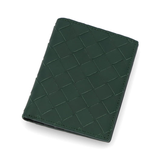 ボッテガ ヴェネタ BOTTEGA VENETA 財布 二つ折り財布 メンズ グリーン レザー イントレチャート ミニ財布 バイカラー ロゴ 小銭入れなし 742143 VCPQ6