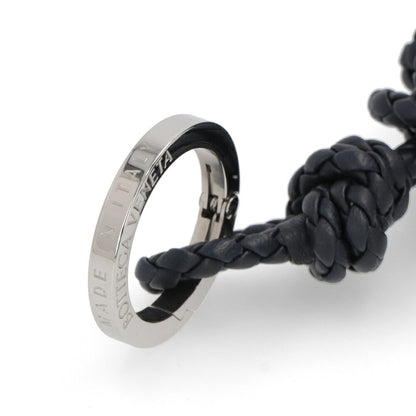 ボッテガ ヴェネタ BOTTEGA VENETA 雑貨 キーリング・キーケース ユニセックス グレージュ ネイビー ラムスキン イントレチャート ロング キーリング 編み込み スプリングカラビナ  758630 VMAY0