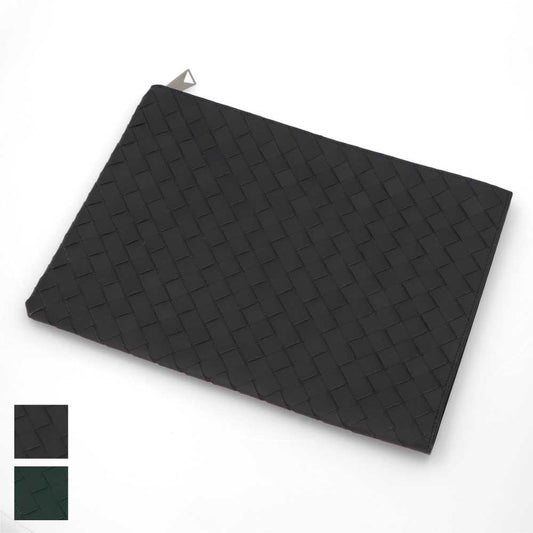 ボッテガ ヴェネタ BOTTEGA VENETA バッグ クラッチバッグ メンズ Intrecciato Half Zipped Pouch ブラック グリーン カーフスキン イントレチャート ハーフジップポーチ コントラストカラー 607479 VCPQ5