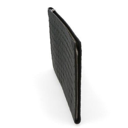 ボッテガ ヴェネタ BOTTEGA VENETA バッグ クラッチバッグ メンズ Intrecciato Half Zipped Pouch ブラック グリーン カーフスキン イントレチャート ハーフジップポーチ コントラストカラー 607479 VCPQ5