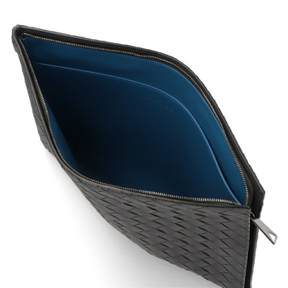 ボッテガ ヴェネタ BOTTEGA VENETA バッグ クラッチバッグ メンズ Intrecciato Half Zipped Pouch ブラック グリーン カーフスキン イントレチャート ハーフジップポーチ コントラストカラー 607479 VCPQ5