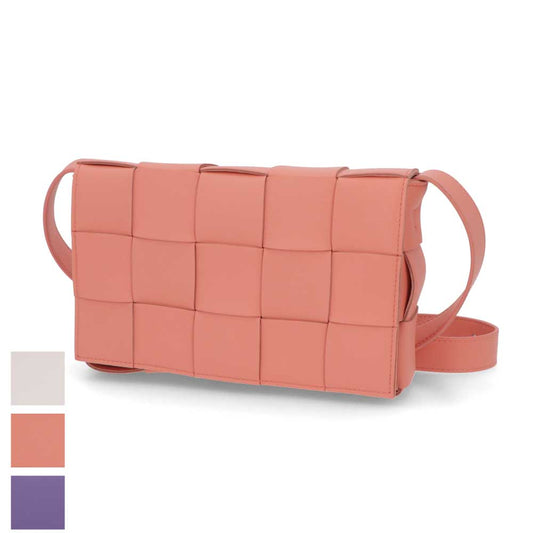 ボッテガ ヴェネタ BOTTEGA VENETA バッグ ショルダーバッグ レディース CASSETTE NAPPA パープル ホワイト サーモンピンク ラムレザー  クロスボディバッグ ボックス型 クラッチバッグ ショルダーバッグ 578004 VMAY1