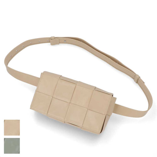 ボッテガ ヴェネタ BOTTEGA VENETA バッグ ショルダーバッグ ユニセックス CASSETTE  ライトグリーン ベージュ カーフスキン ペーパーカーフ マキシイントレチャートレザー ミニベルトバッグ ボディバッグ  651053 VCQ72