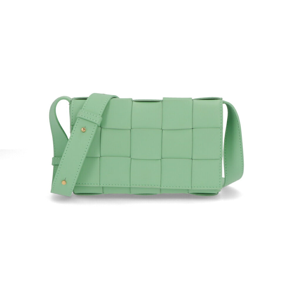 BOTTEGA VENETA ショルダーバッグ グレー ライトグリーン マキシイントレチャート カセット 730848 VMAY1