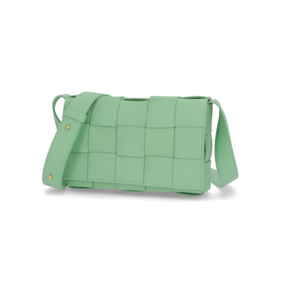 BOTTEGA VENETA ショルダーバッグ グレー ライトグリーン マキシイントレチャート カセット 730848 VMAY1