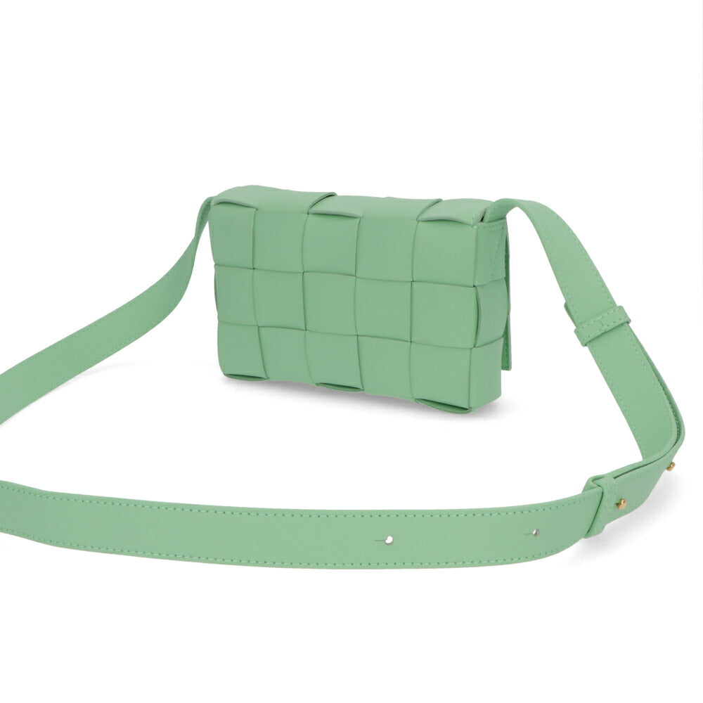 BOTTEGA VENETA ショルダーバッグ グレー ライトグリーン マキシイントレチャート カセット 730848 VMAY1