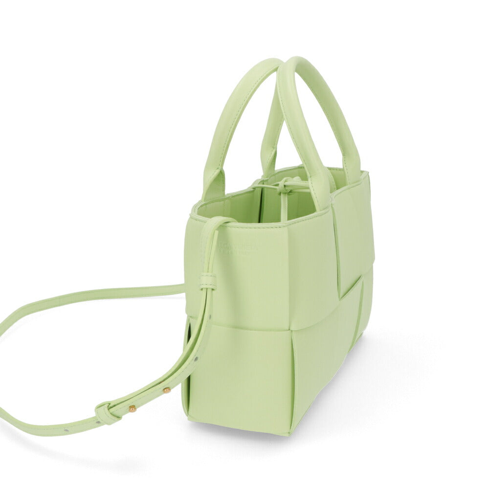BOTTEGA VENETA ハンドバッグ ダークブラウン ライトグリーン ブルー マキシイントレチャート 709337 VCQC2
