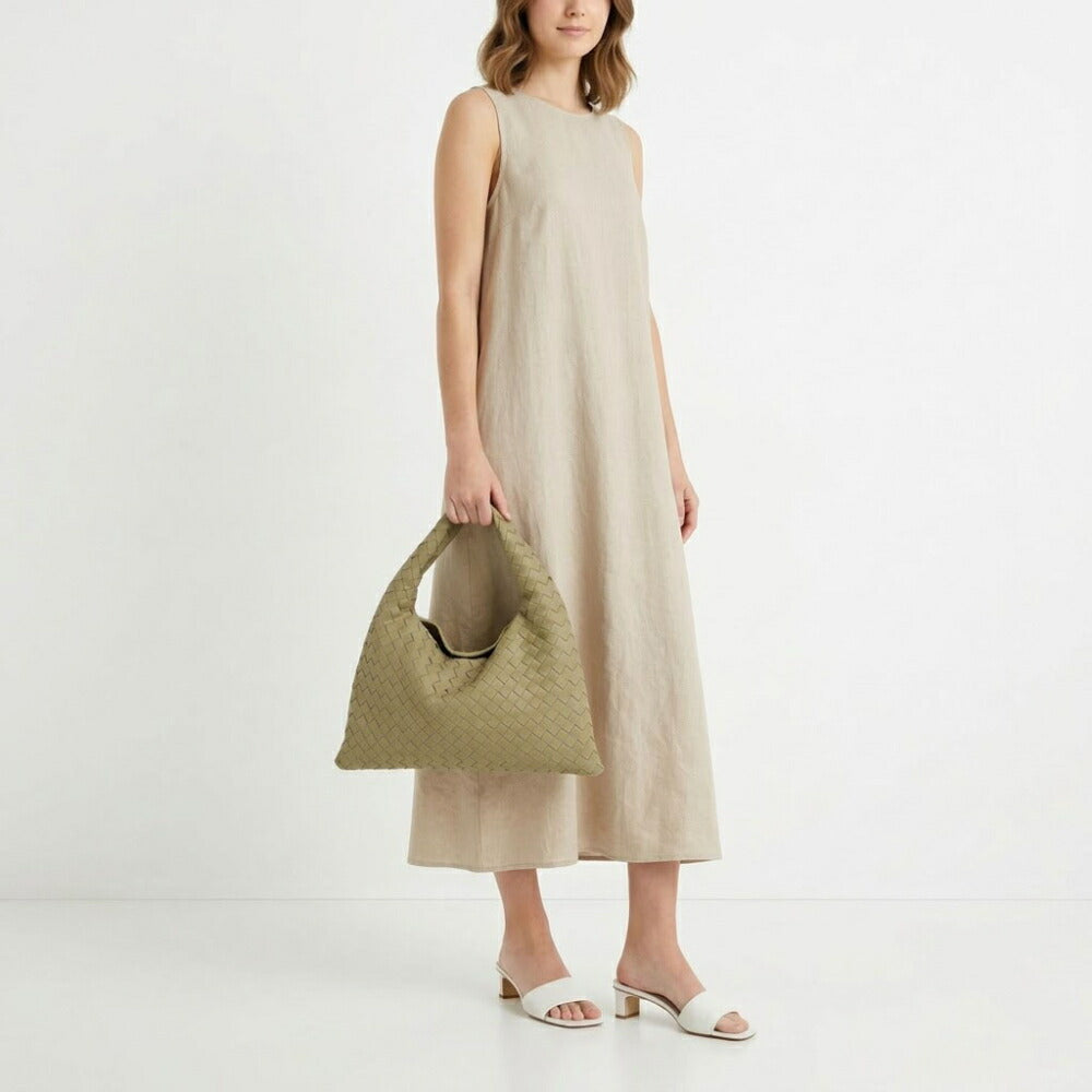 BOTTEGA VENETA ハンドバッグ ライトブルー カーキ カーフレザー