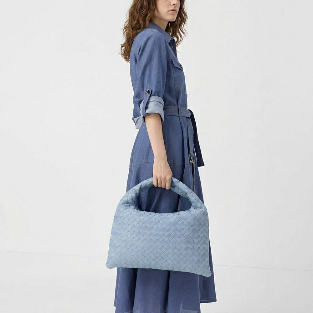 BOTTEGA VENETA ハンドバッグ ライトブルー カーキ カーフレザー