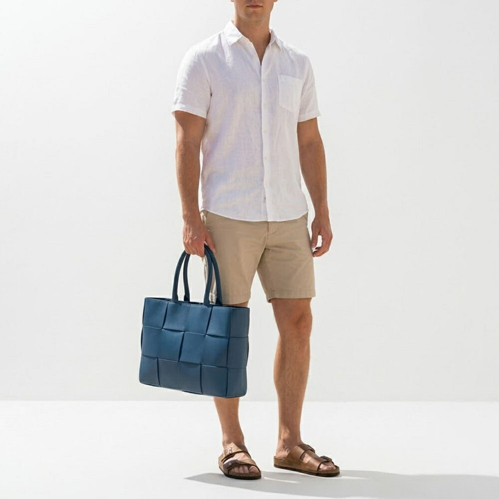 BOTTEGA VENETA ハンドバッグ ブルー マキシイントレチャート 756682 VB1K0