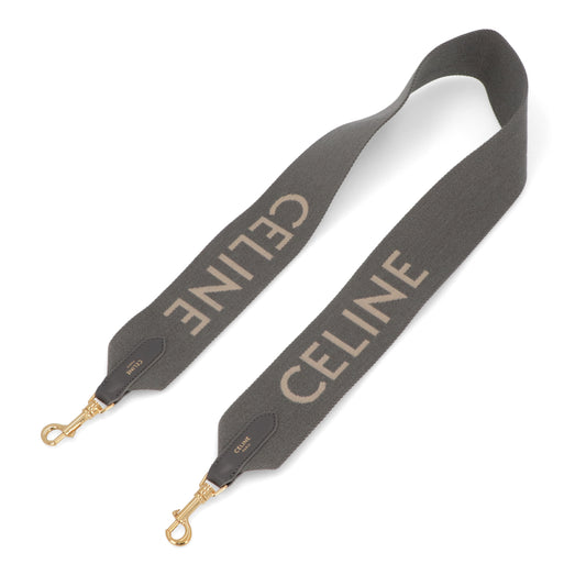 CELINE ロングストラップ ジャカード グレー ロゴ