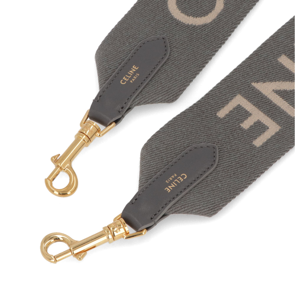 CELINE ロングストラップ ジャカード グレー ロゴ