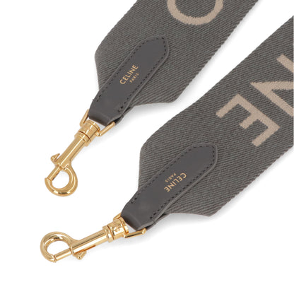 CELINE ロングストラップ ジャカード グレー ロゴ