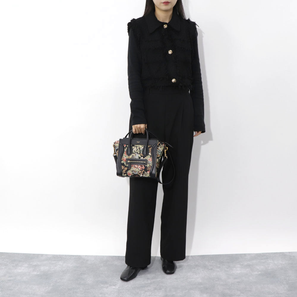 CELINE ラゲージ ナノ ハンドバッグ ブラック 花柄