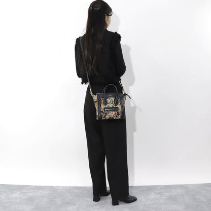 CELINE ラゲージ ナノ ハンドバッグ ブラック 花柄