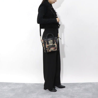 CELINE ラゲージ ナノ ハンドバッグ ブラック 花柄