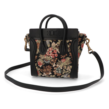 CELINE ラゲージ ナノ ハンドバッグ ブラック 花柄