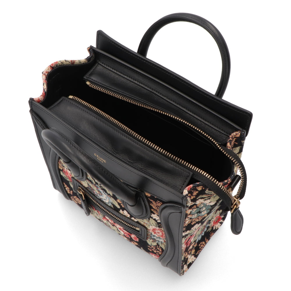 CELINE ラゲージ ナノ ハンドバッグ ブラック 花柄