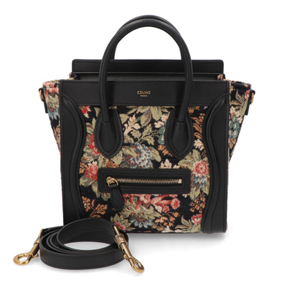 CELINE ラゲージ ナノ ハンドバッグ ブラック 花柄
