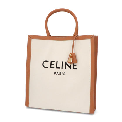 【廃盤】セリーヌ CELINE バッグ トートバッグ レディース ナチュラル タン キャンバス レザー ロゴ A4サイズ収納
