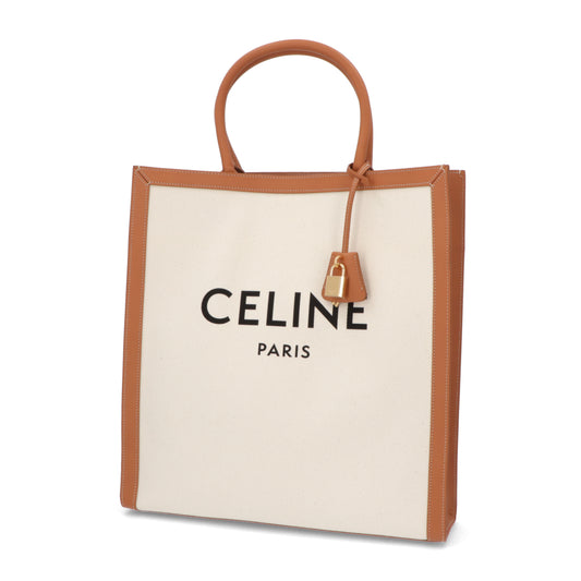 【廃盤】セリーヌ CELINE バッグ トートバッグ レディース ナチュラル タン キャンバス レザー ロゴ A4サイズ収納
