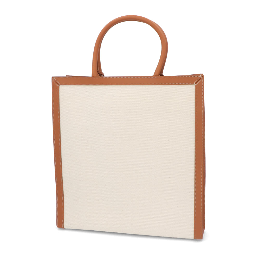 【廃盤】セリーヌ CELINE バッグ トートバッグ レディース ナチュラル タン キャンバス レザー ロゴ A4サイズ収納